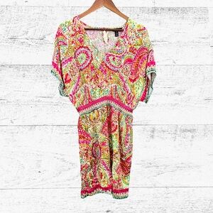 Tribal Pink and Green Mini Dress Vibrant Style